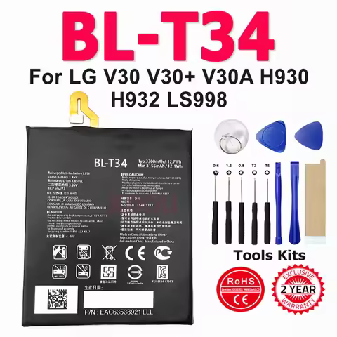 Replacement Battery BL-T34 Battery For LG V30 V30+ V30A H930 H932 LS998 BL T34 Bateria 3155mAh+Free 