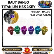 BANJO TITANIUM GR5 BOLT BANJO CALIPER BRAKE HOSE COARSE THREAD 1.25 HEX MODEL 2KEY ORIGINAL TITANIUM