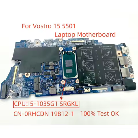Mainboard For Dell Vostro 15 5501 Laptop Motherboard CPU:I5-1035G1 SRGKL CN-0RHCDN 0RHCDN RHCDN 1981