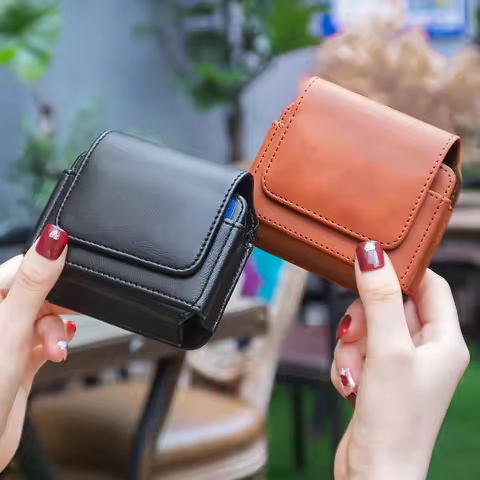 Universal Foldable Waist Bag Black Brown for Samsung Huawei Oppo 2 to 7 Generation Geometric Pattern