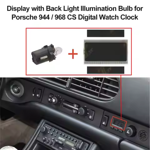 Dashboard LCD Display with Back Illumination Bulb for Porsche 944 968 CS Digital Watch Clock