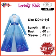 🔥HOT🔥[READY STOCK] 3y-9y Kids Princess Elsa Frozen Dress Costume Cosplay Birthday Party Performance 