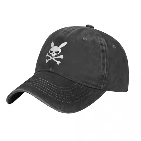 Bunny Skull Denim Baseball Cap Crossbones Unisex Custom Trucker Hat Summer Stylish Hippie Cheap Base