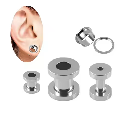 G23 Titanium PIERC Ear Gauges Flesh Plug Tunnel Helix Ear Stretchers Expander Flared Plugs Flexible 