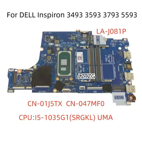LA-J081P For DELL Inspiron 3493 3593 3793 5593 Vostro 3401 3501 Laptop Motherboard CPU I3 I5 I7-10th