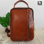 Men's Leather Sling Bag, Original Men's Waist Bag, Men's Shoulder Bag - Elle Sling Bag