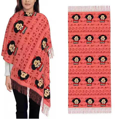 Anime Mafaldas Shawls Wraps Womens Winter Long Soft Scarf Cartoon Pashmina Shawl Scarves