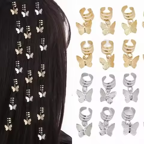 Braiding Hair Sparkly Bohemian Butterfly Hair Braid Bead Dreadlocks Beads Rings Hair Styling Tools A