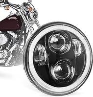 5.75 LED Headlight, HOYUZA 5-3/4 Motorcycle Headlight with White Halo DRL Compatible with Harley Spo