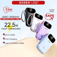 DOSEN Original Powerbank fast charging  Y342 PD22.5W Portable 20000mAh 25000mAh Comes with three wir