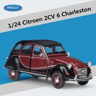 Welly 1:24 Citroen 2CV 6 Charleston Alloy Sports Car Model Diecasts Metal Toy Classic Retro Car Mode