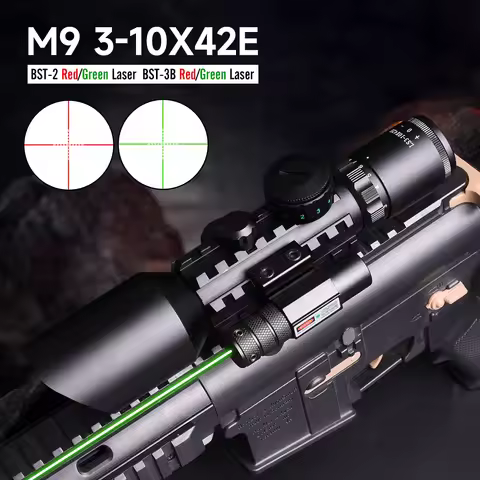 3-10X42E Optics Sight W/Red/Green Lase Tactical Combo Scope Air Rifle Cros Reticle Hunting Rifle Sco