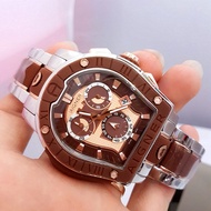 Jam Tangan Pria Aigner-Roma A38500-Chronograph Silver-Brown Combi Stainless Steel
