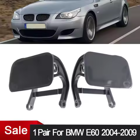 2Pcs Front Bumper Headlight Washer Nozzle Spray Jet Cover Left Right Black For BMW E60 5 Series 2004