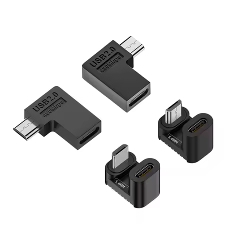 90/180 Degree Elbow Type-C to Micro-USB Converter U Shape USB-C 2.0 Charging Connector for Android M