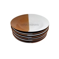 #08- PIRING MAKAN KERAMIK TWO TONE 1 LUSIN PIRING KERAMIK PIRING TWO