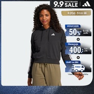 adidas ไลฟ์สไตล์ เสื้อฮู้ดผ้าเฟรนช์เทอร์รีย์ซิปยาวเต็มตัว Essentials 3-Stripes ผู้หญิง สีดำ JE0052