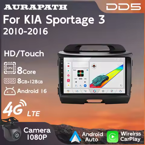 AURAPATH Car Radio For KIA Sportage 3 2010-2016 Wireless CarPlay Android Auto Android 16 GPS 4G WiFi