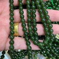 Hetian Jasper Manik Bulat 6mm Buddha Manik Hijau Kekuningan Jasper Gelap 108 Manik Buddha Manik Baya