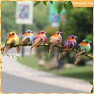 [BlesiyaedMY] 6x Artificial Feather Bird Statue Simulation Garden Figurine for Yard Shelf