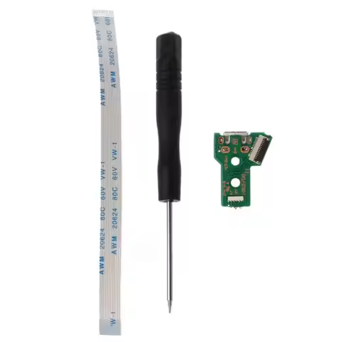 JDS-055 USB Charging Port Socket Board 12 pin Flex Ribbon Cable with Board & Screwdriver for DualSho