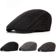 Retro Newsboy หมวกผู้ชายจิตรกรอังกฤษหมวกฤดูใบไม้ร่วงฤดูหนาว Berets Herringbone ตารางสีแดงแบนหมวก Hip