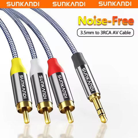 3.5mm to 3 RCA Audio Video Cable, 3.5mm to 3-Male RCA Adapter Stereo AUX Cord AV Cable for MP3, Camc