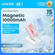 Anker by Zolo Power Bank 30W Wireless  Magnetic 10,000mAh Portable Power with Build in Cable-A1685