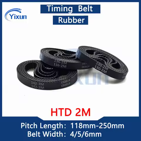 HTD 2M Rubber Timing Belt Length 118 120 126 130 136 142 150 158 160 162 168mm Width 4/5/6mm 2M Driv
