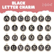 Black Initial Letter Pendant Necklace Bracelet DIY Jewelry Making•12*15mm•1pc Black Initial Letter C
