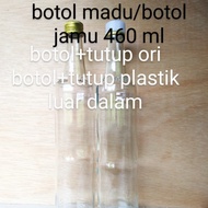 botol kaca bekas sirup marjan botol+ tutup luar dalam