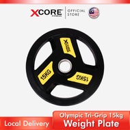 XCORE Premium Olympic Tri-Grip Rubberised Weight Plate 15kg
