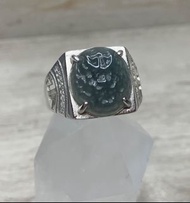 A貨翡翠藍水龍頭蛋面男裝戒指