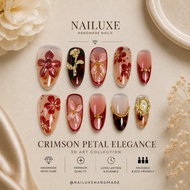 NAILUXE Red Press On Nails Collection Rose Bloom Floral Classic Red Nails Fake Nails Extension
