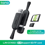 llano USB 3.2 Card Reader 2 in 1 SD TF Smart Card Reader 5Gbps with leather lanyard (Max 1024GB can 