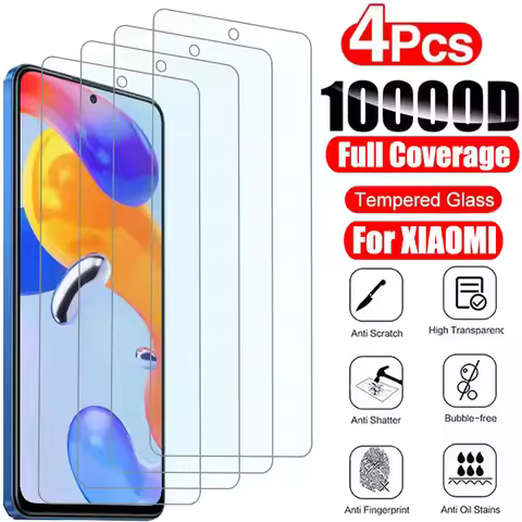 9H 4PCS Tempered Film For Xiaomi Redmi Note 10 11 9 8 7 Pro 9A 9C 8A 7A Glass Protective Glass For R