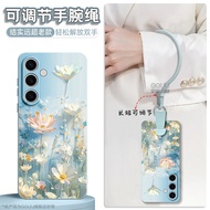 เคสโทรศัพท์ Samsung S25 Ultra แบบหนังดอกไม้สไตล์จีนเรียบง่ายพร้อมสายสะพายมือ ป้องกันการตกหล่น เปลือก