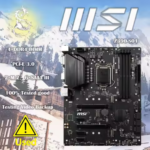 MSI Z390-S01 LGA 1151 With Intel Z390 DDR4 Dual M.2 USB3.1 ATX Motherboard