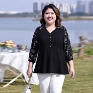 Áo sơ mi phối họa tiết trung niên bigsize - BSk323