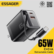 Essager ที่ชาร์จโทรศัพท์ USB Type C 65W อะแดปเตอร์พร้อมสายชาร์จในตัว ชาร์จเร็ว ชาร์จไว หีวชาร์จโทรศั