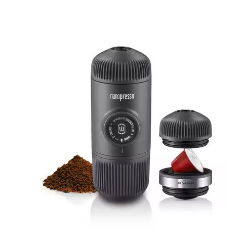 Wacaco Nanopresso Portable Espresso Maker Bundled with NS Adapter, Compact Travel Coffee Maker, Coff