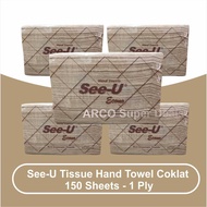 See-U Hand Towel Economy Brown Tissue 5 Pack 150 Sheets Multipurpose Tissue