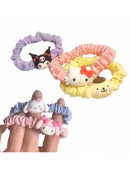 1 Pieza Banda Elástica De Goma Para Cabello De Dibujos Animados Kitty Cat De Hello Hair Rope Melody Kawaii, Accesorios Para El Cabello En Forma De Brazalete Y Regalo (algunas Partes Pueden Ser Aleatorias)