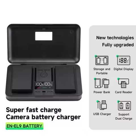 PALO EN-EL9 EN EL9A ENEL9 Rechargeable Battery + LCD USB Storage Case Charger for Nikon D5000 D3000 