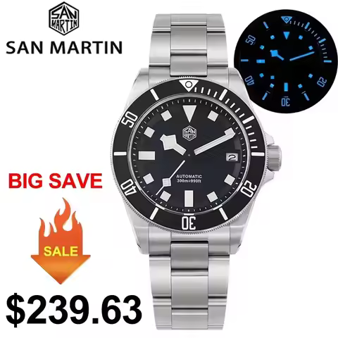 San Martin SN0121T Titanium Diving Watch NH35 Automatic Movement Watches Grade5 Titanium 120 Click W