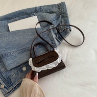 Korean lady-style mini handbag with lace and bow trim - DK353