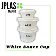 50 pcs - White Sauce Salad Cup with Lid Disposable 1oz 2.5oz 3.5oz