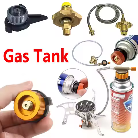 Camping Stove Burner Connector Propane Butane Gas Conversion Head Adaptor Camping Nozzle Bottle Conv