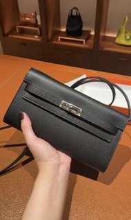 Hermes Kelly to go 黑色 Epsom 銀釦 G