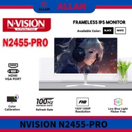 Nvision N2455-PRO 24 Inch IPS Monitor 100Hz Frameless Flat FHD Gaming Monitor Computer Pc Monitor